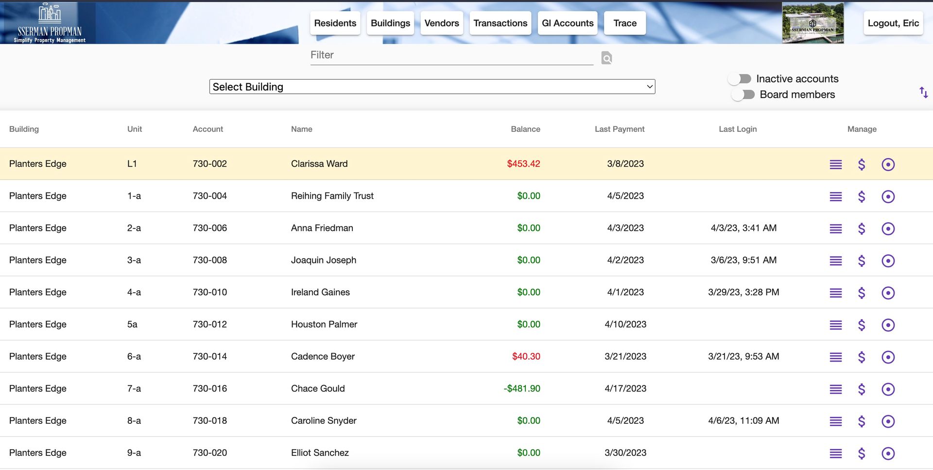Resident using PropMan online portal to pay rent and submit maintenance requests